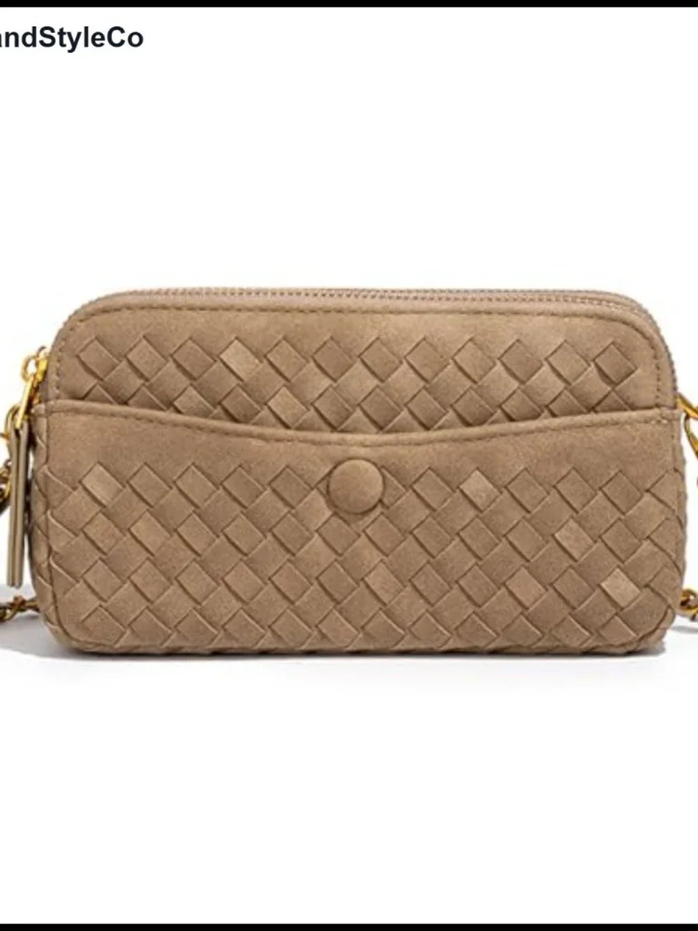 Women's Suede Woven Crossbody Hobo Satchel - Shoulder Bag with Zipper